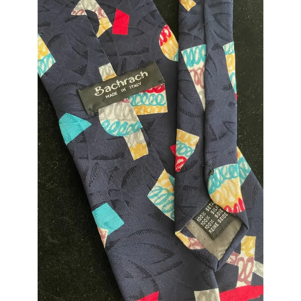 Vintage Bachrach 100% Silk Made In Italy Abstract Tie approx 59 long x3.75 wide